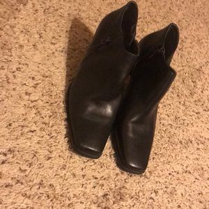 Black square toe ankle boots